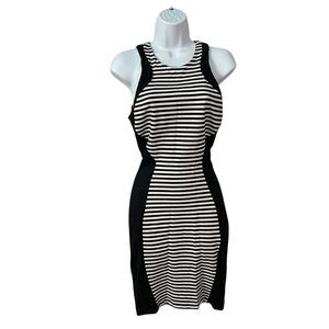 Torn by Ronny Kobo bodycon dress S Black stripe Sleeveless Knee length Stretch